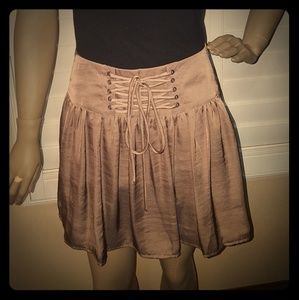 Brown A-line Polyester Corset Tie Skirt Size Small